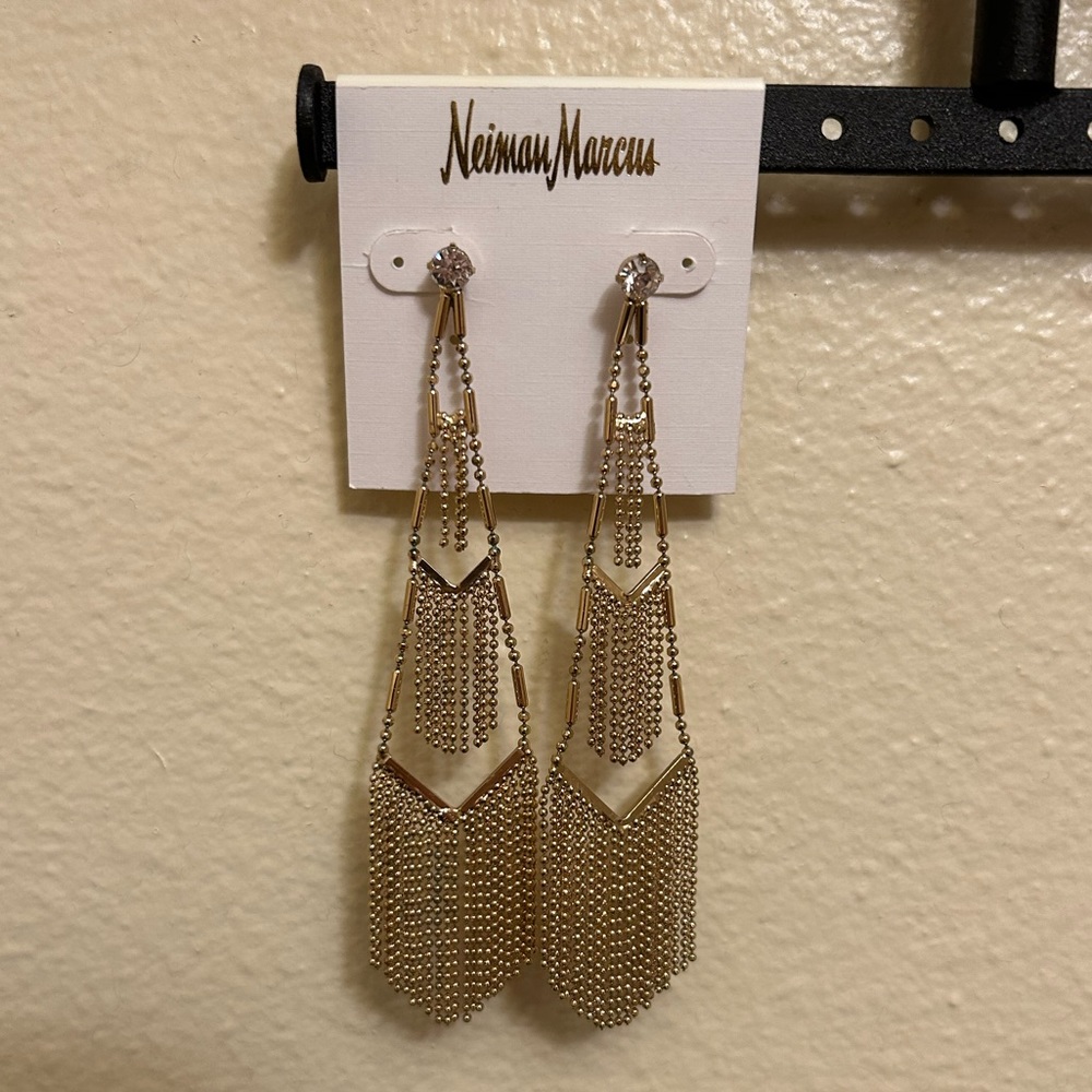 NWOT Neiman Marcus Gold Statement Earrings